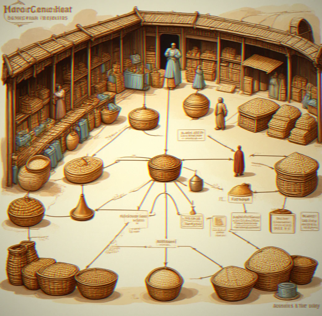 NPC merchant decision tree showing pricing logic and inventory management system