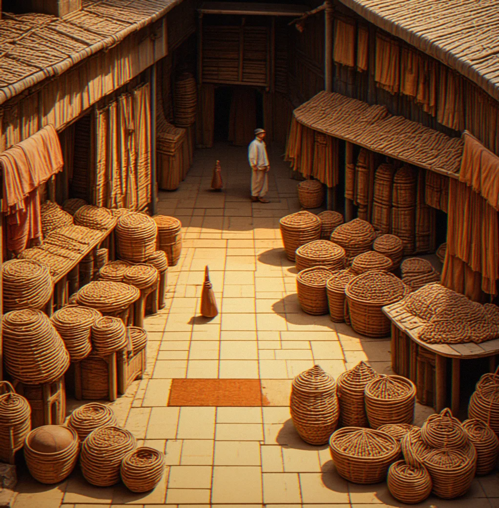 NPC merchant warehouse with storage units and price adjustment indicators